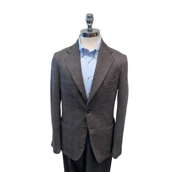 NEW HAGEN knit plaid sports coat in walnut
